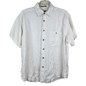 Orvis Men's XL Short Sleeve Hemp Blend Cream Ivory Button Up Camp Shirt